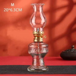 Vintage Retro Glass Oil Lamp - High Capacity, Durable Indoor/Outdoor Decorative Lighting (M)