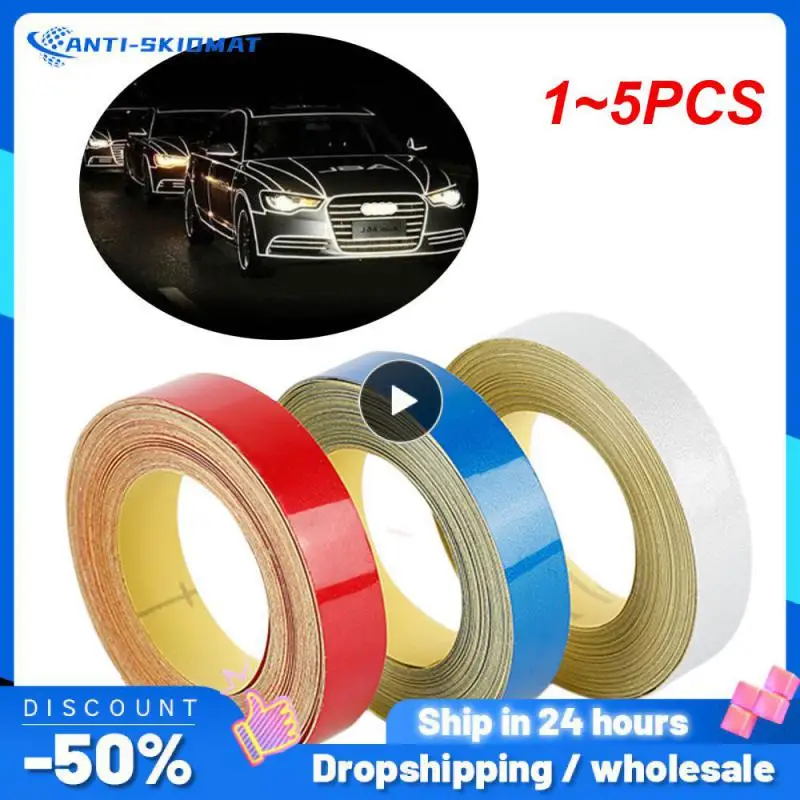 

1~5PCS 5mx1cm Reflective Sticker Safety Mark Warning Stickers Reflect Fluorescent Strips Wheel Decoration Car