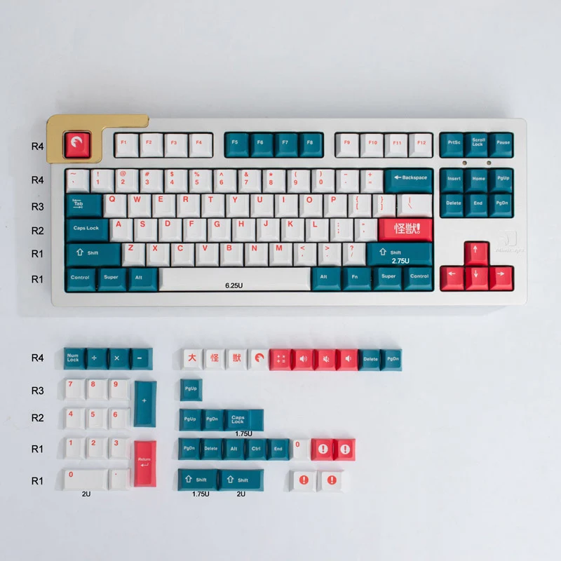 Gmk Monster Cherry Profile130 Chaves Pbt Keycap Corante-sub Inglês Personalizado Personalidade Keycaps para Teclado Mecânico 61 64 68 75 84 - Imagem 6