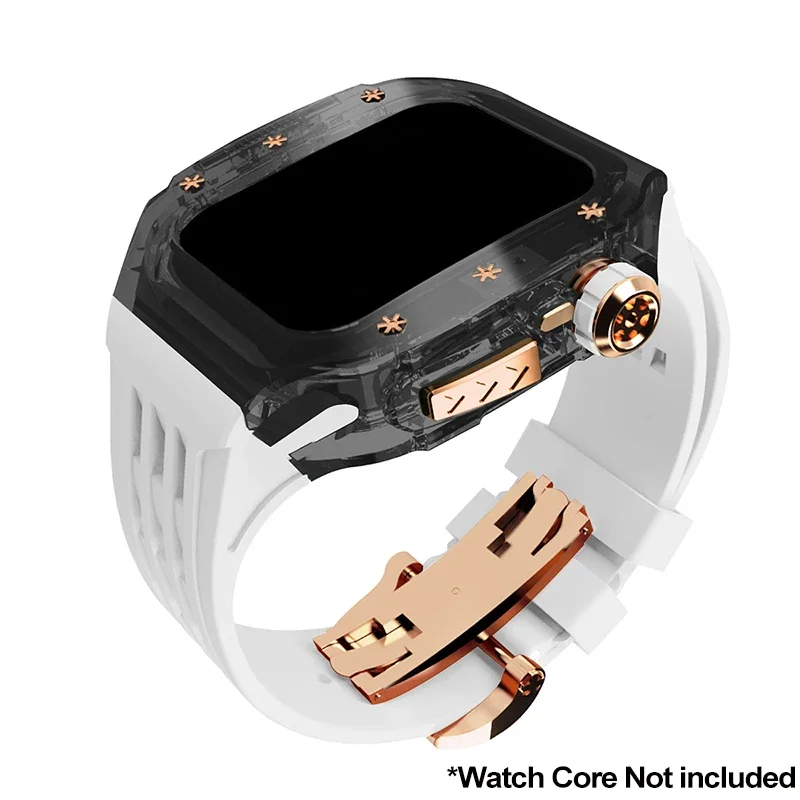 Elegant Enhancement Kit: Transparent Case & Rubber Strap