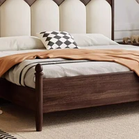 Lit double en bois massif avec dossier souple, table de chevet avec tiroirs, ensemble de meubles de chambre à coucher, ensemble complet 5