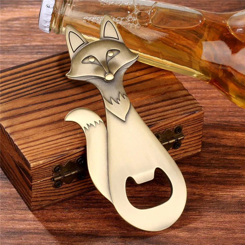 Tragbare Fuchs Design Metall Bier Wein Öffner Flasche Dosenöffner Metall Korkenzieher für Küche Club Hochzeit Bar Zubehör Geschenk – Detail 3