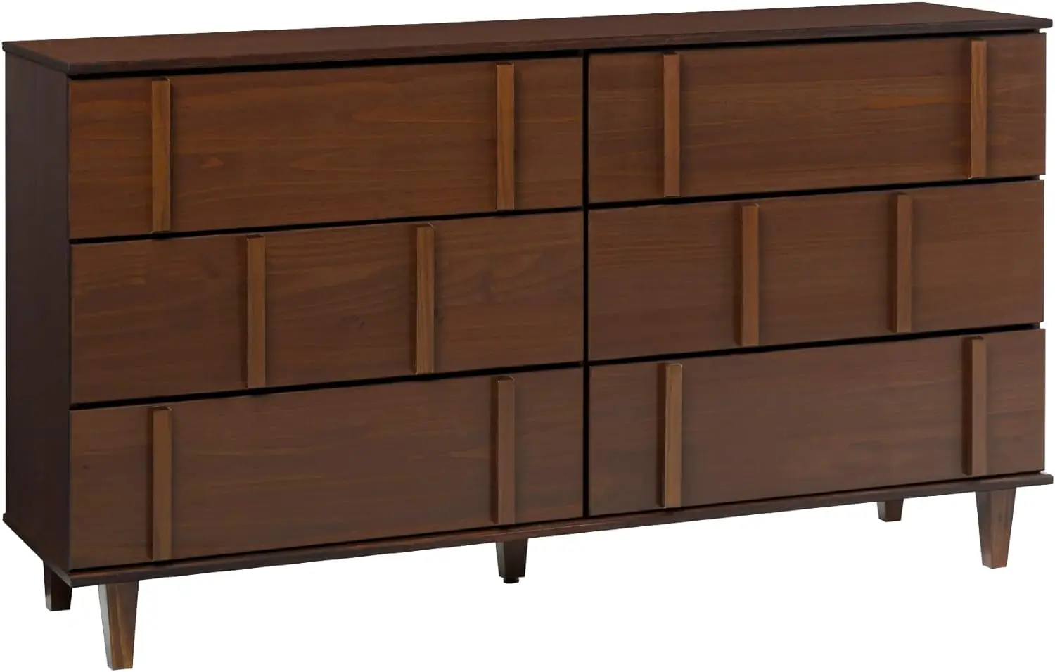 

Walker Edison Contemporary Detailed 6-Drawer Solid Wood Dresser, 60 Inch, Walnut-T