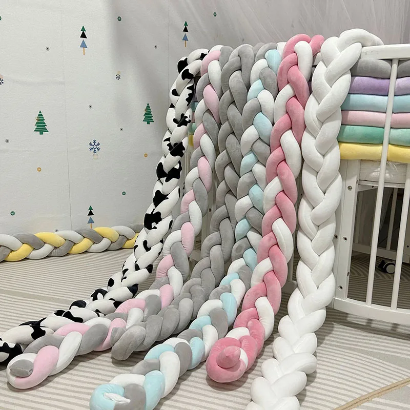 1M2M3MBabyBedBumperKnottedBraidedHandmadeSoftPillowPad