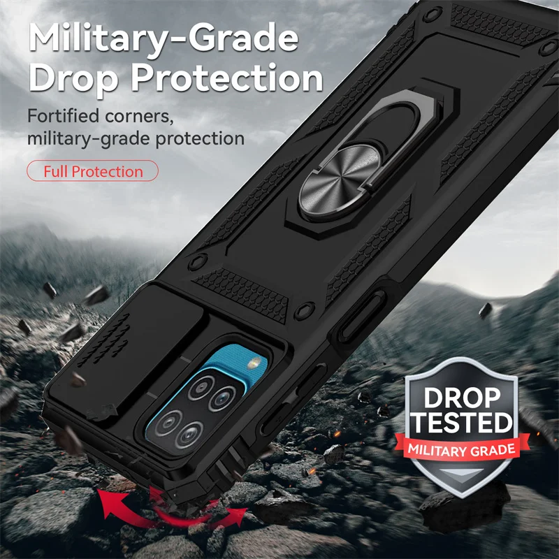 Armor Slide Camera Case with Magnet Holder Ring Cover