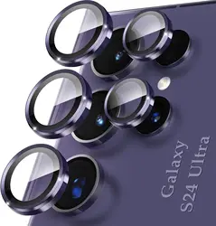 Premium Camera Lens Protector with Individual Metal Rings and Tempered Glass - 5X Strength - S25 (Titanium Violet)