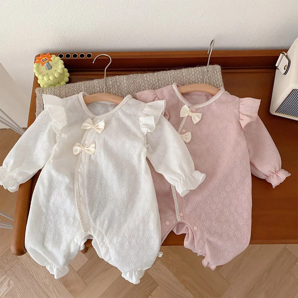

Christmas Baby Girl Long Sleeve Romper Solid Color Spring Autumn Newborn Clothes 1st Birthday Princess Infant Jumpsuit