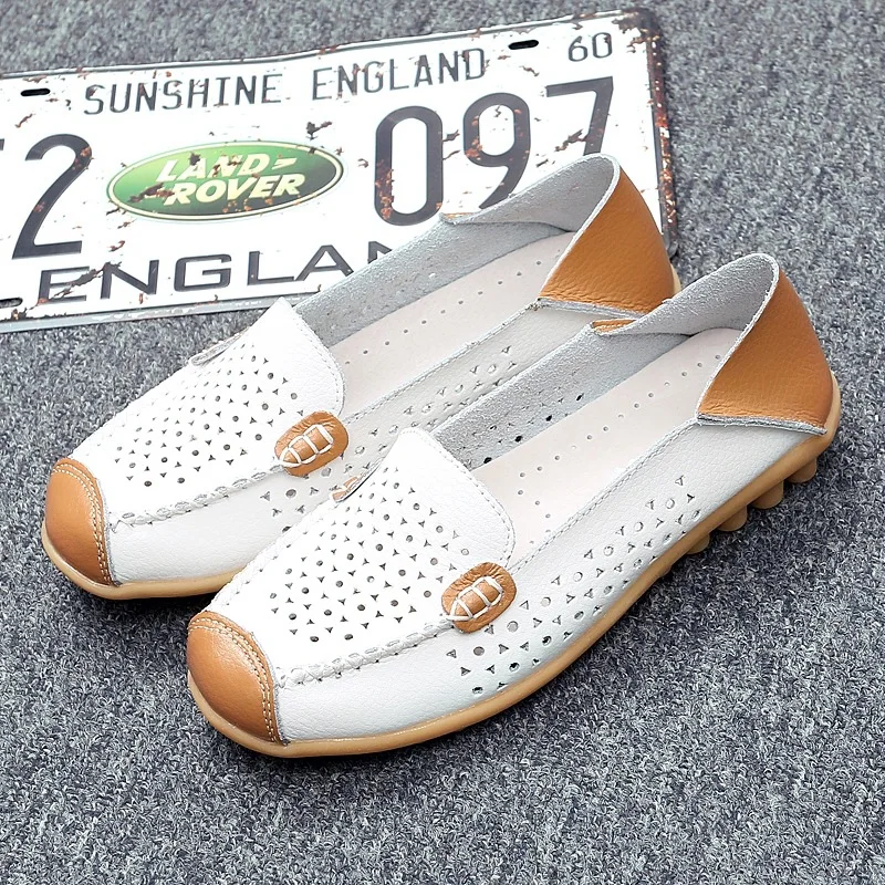 Women flat shoes 2022 new fashion ballet summer flower print women shoes genuine leathe loafers ladies flats shoes woman 