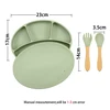 Cartoon Baby Bowls Plates Spoons Silicone Suction Feeding Food Children's Tableware BPA Free Non-Slip Baby Dishes Bowl for Kids 4