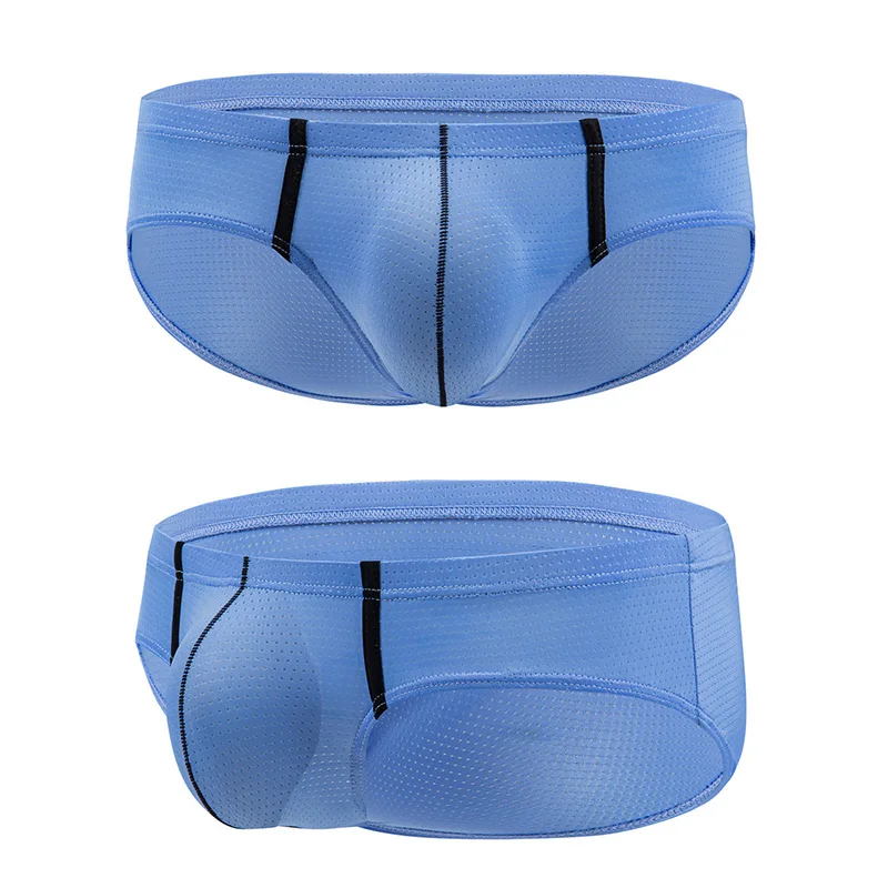 

Men's Ice Silk Low-waist 3d Briefs Mesh Breathable Convex Pouch Underpants Soft Solid Sexy Trunks Fashion Antibacterial Panties