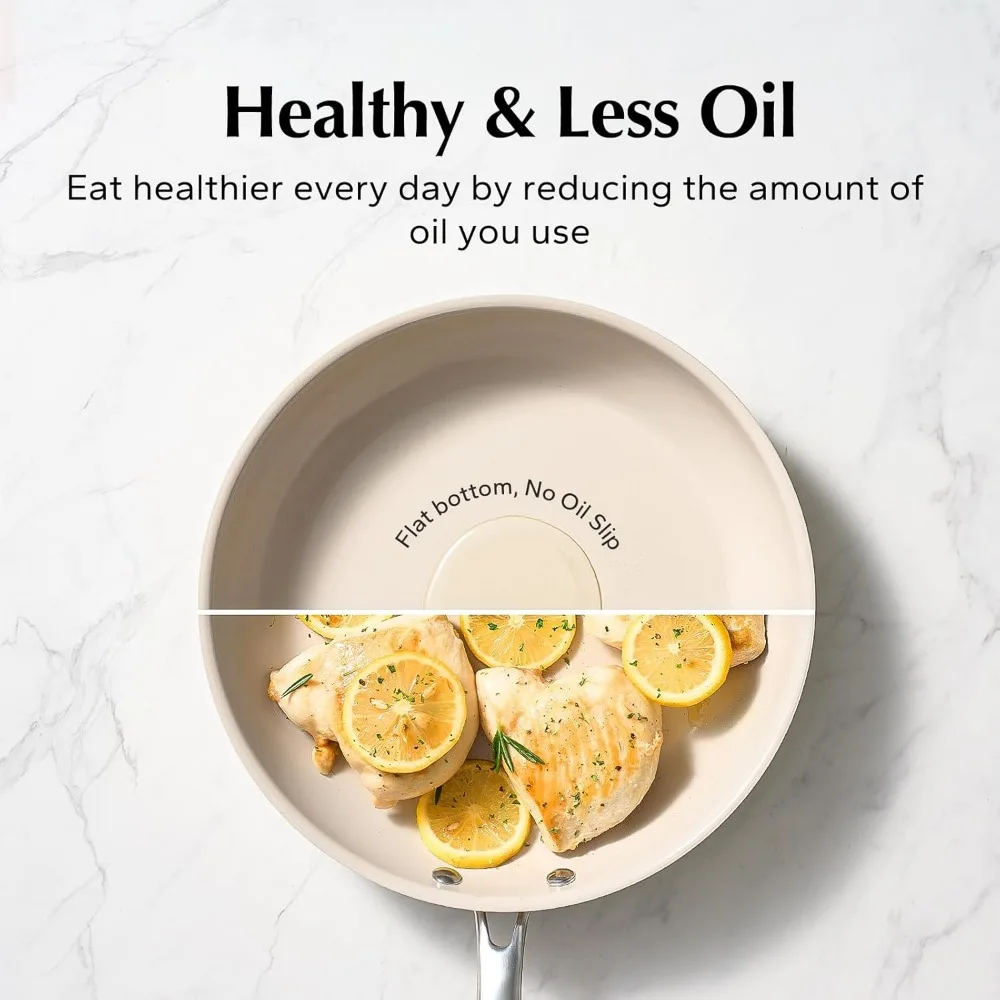 Nonstick Frying Pans Set, Ceramic Pan Skillet, Non Toxic Pans for Cooking, 8" 9.5" 11" Ceramic Frying Pan Set PFAS & PTFE & PFO