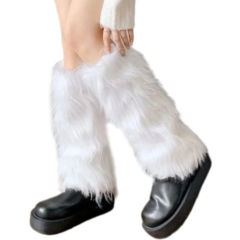 Jambières Fourrure Hiver Cityelf - Bottes Longues Pelucheuses Pour Festivals - Gris