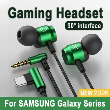 Per Samsung 90 ° Cuffie Gaming Cablate Jack con Audio Surround HiFi e Microfono, Connettore Type-C e Jack da 3,5mm, per Musica e Giochi, Compatibili con Galaxy S25, S24, iPhone 17
