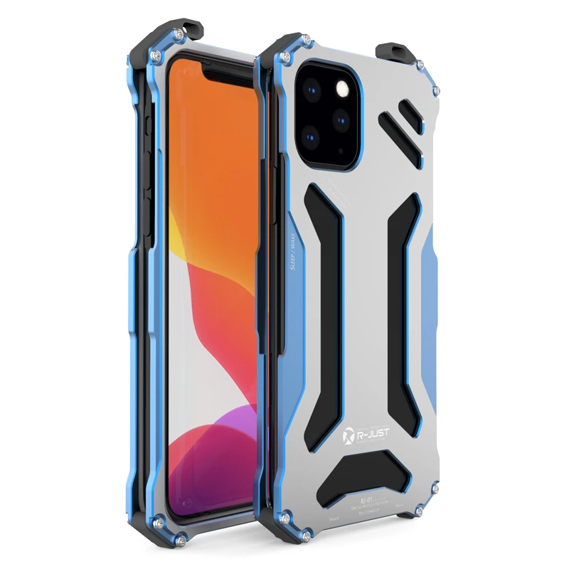 Luxury R-just Aluminum Metal Phone Case For Apple Iphone 15 14 13 12 11 Pro Xs Max Mini Shockproof Slim Hard Back Cover