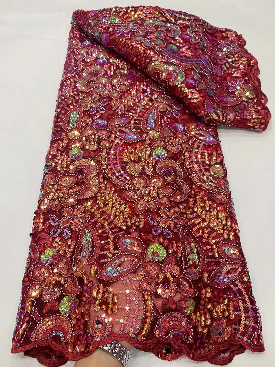 Deluxe Edition African Lace Fabric 2023 Latest purple Indian sari