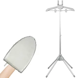 Telescopic Steaming Rack with Foldable Ironing Board and Garment Hanger (Gray Set)