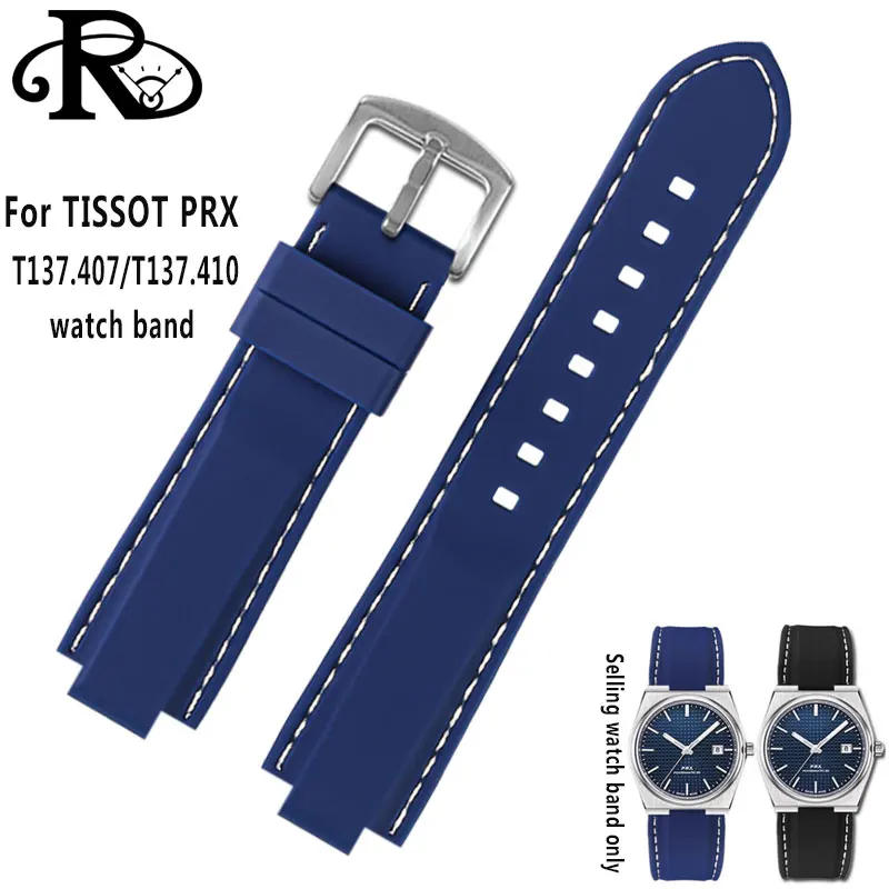 Per 1853 Tissot Prx Cinturino T137.407/T137.410 Super Player Cinturino In Gomma Siliconica Cinturino Da Uomo 12Mm Estremità Convessa
