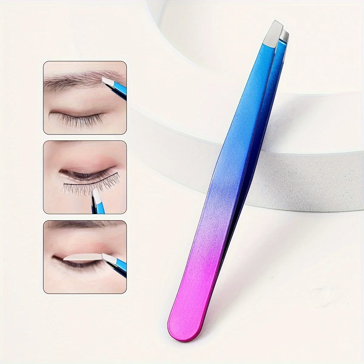 Gradient eyebrow tweezers, 1 stainless steel oblique precision eyebrow clip multifunctional plucking beard tweezers eye tool. 3