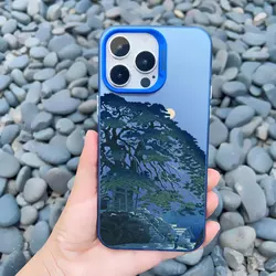 Japan Series Aesthetic Landscape Phone Case - Scenery Back Cover with Laser Design - iPhone 13 Mini (CH - Blue RBFJ 1)