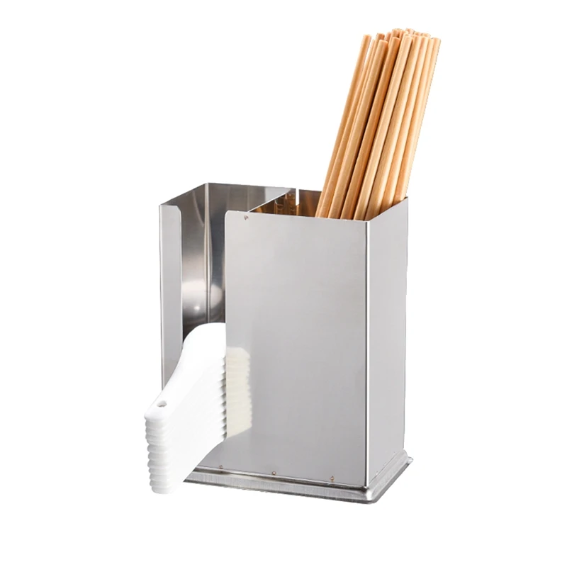 

Квадратная утолщенная корзина для палочек для еды из нержавеющей стали, коробка для хранения в ресторане, коробка для палочек для еды