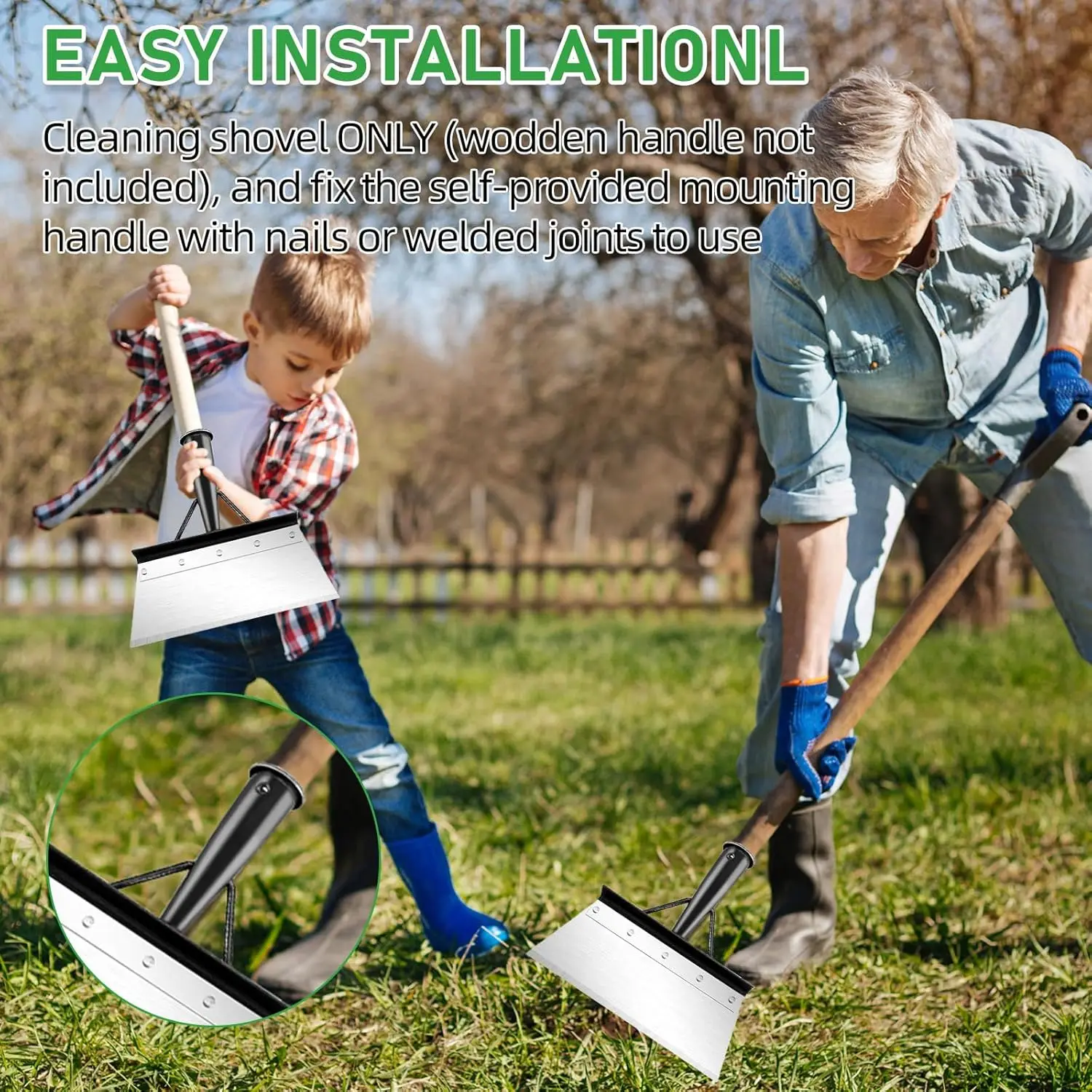 Garden Shovel Multifunctional Garden Spade 20CM NO HANDLE Manganese Steel Cleaning Shovel Weed Removal Shovel Patio Scraper Tool 2