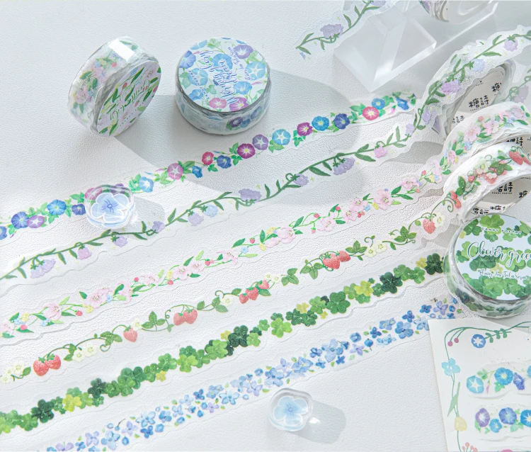 15mm * 2m PET Tapes Flower Vine Story DIY Scrapbooking Dekor Fotoalbum Collage Junk Journal Materialien Ästhetik Aufkleber – Detail 4