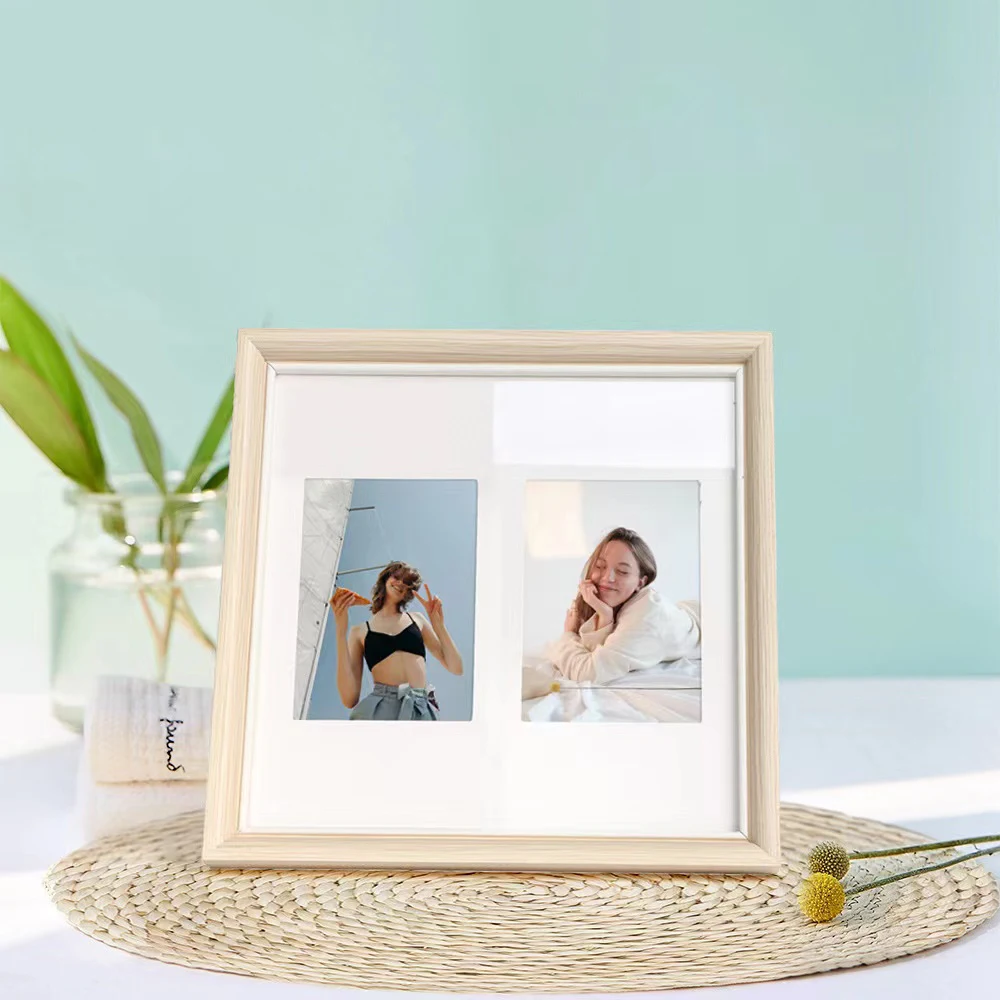 3/5/6/SQ/inch Photo Frame Minimalist Table Hanging Wall Square Wooden Frame Suitable For Fujifilm Instax Mini 12 11 EVO Camera