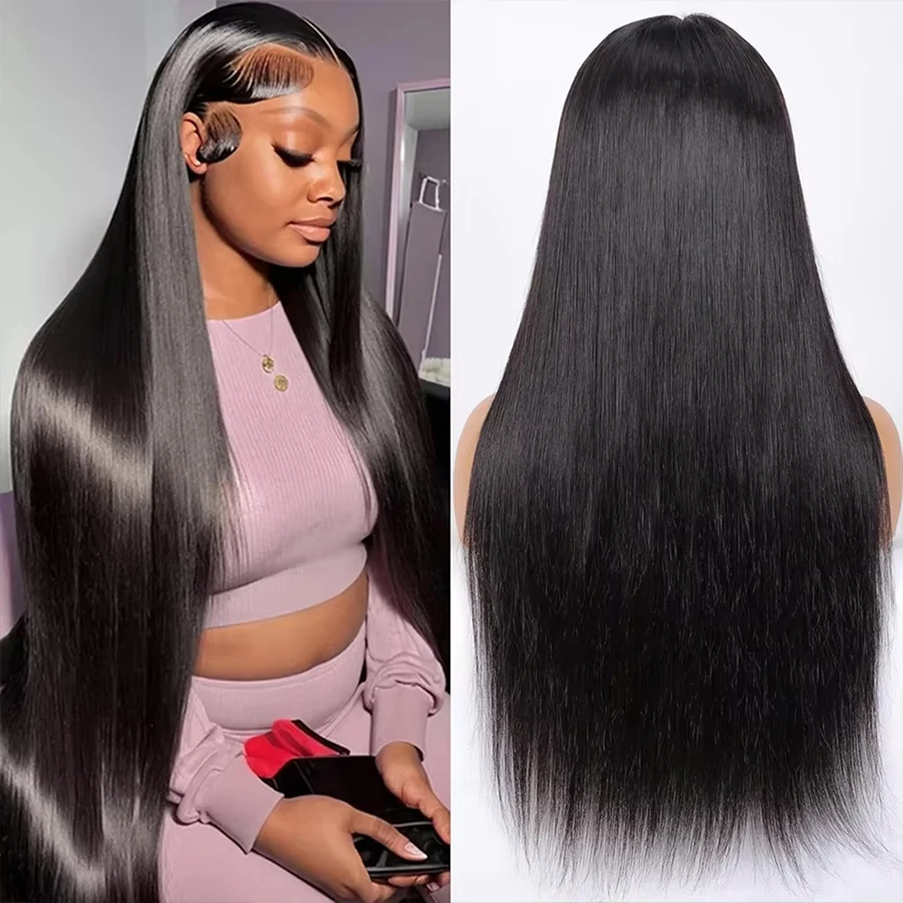 18 46 Inch 200 Density Frontal Wig For Black Women Brazilian Wigs Human Hair 5x5 Bone Straight HD Transparent Lace Front Wigs 2