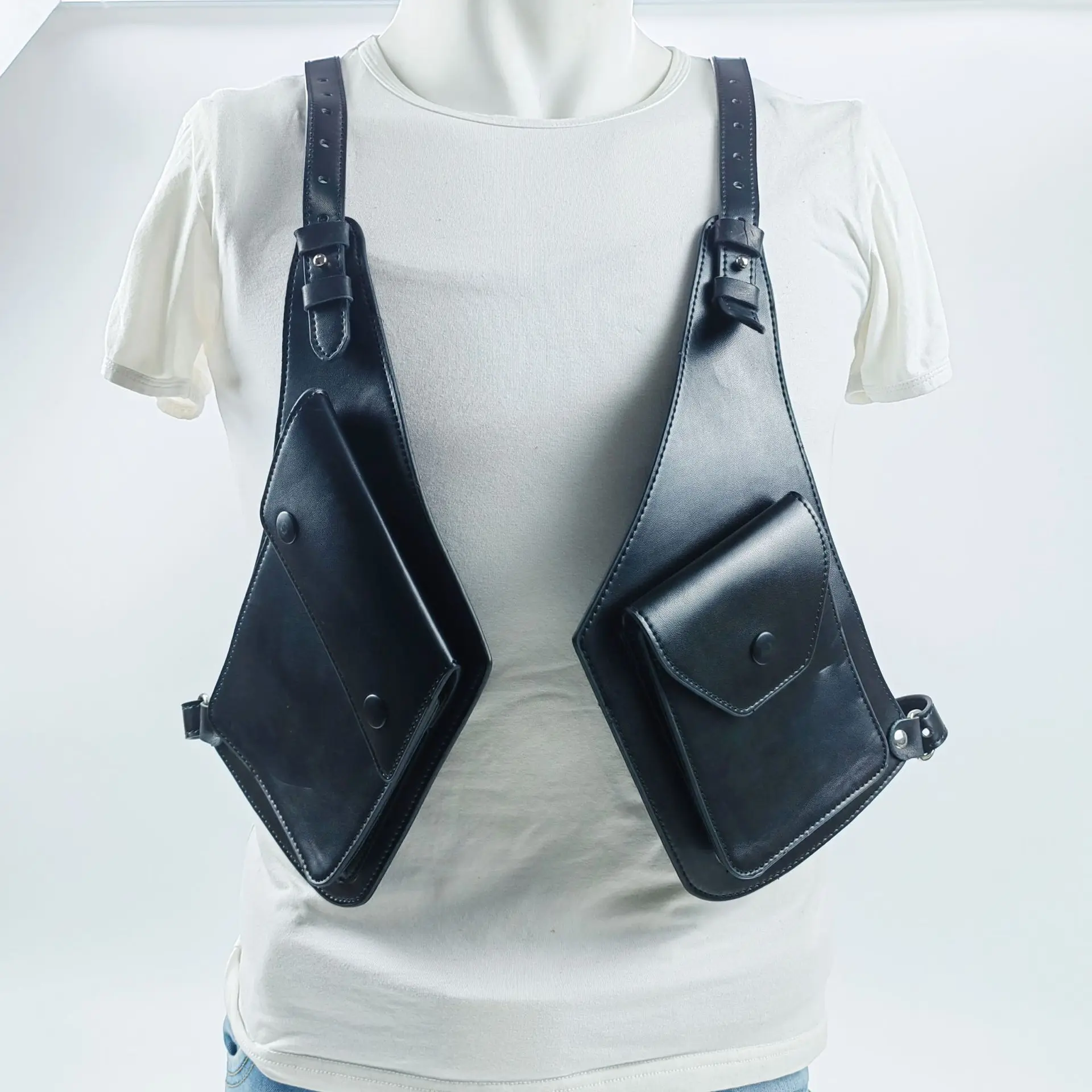 Tactical Bag Cowhide Jacket Western Cowboy Dress Up PU Outer Wear Small Bag Pocket Card Back