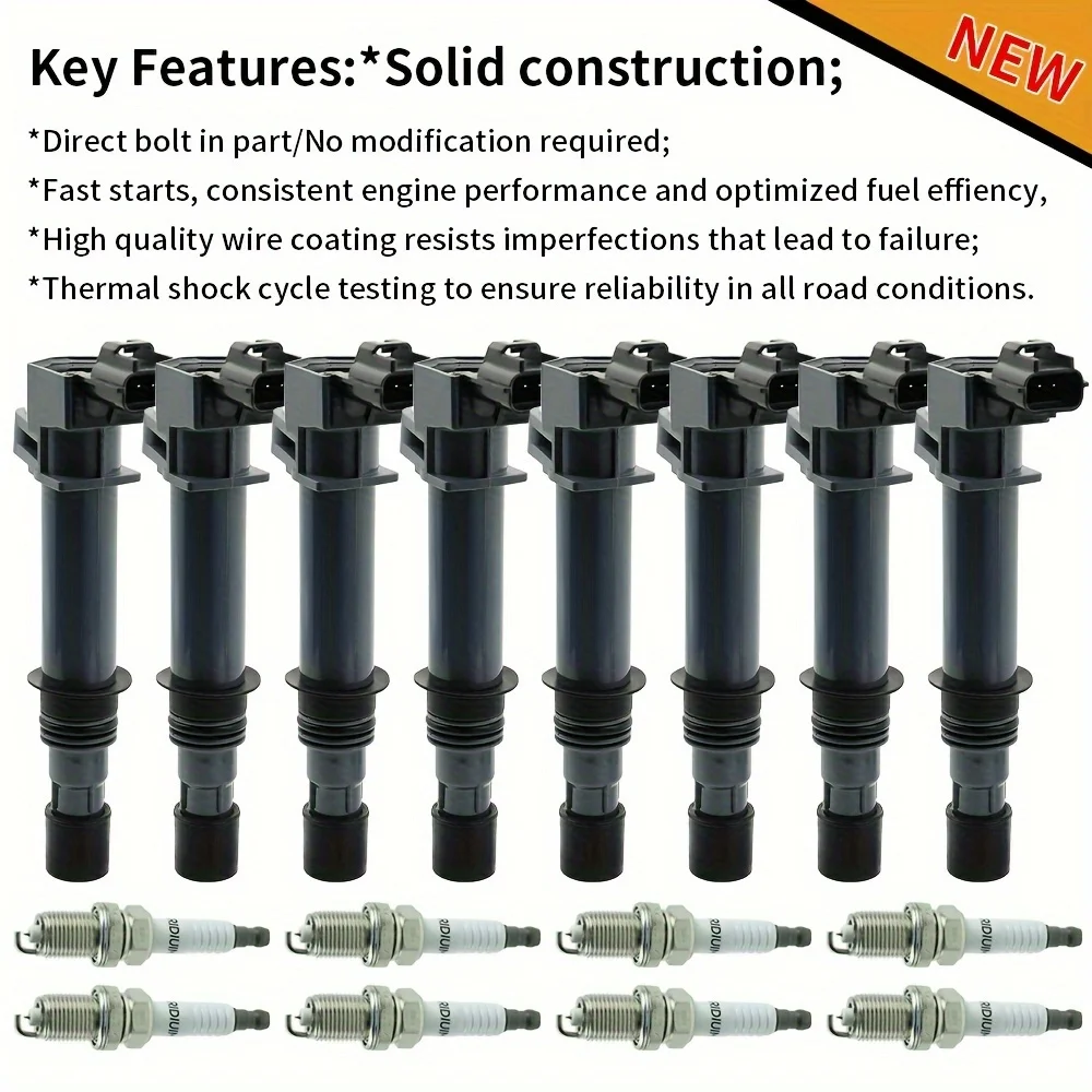 

8pcs Ignition Coils + 8X Spark Plugs For Dodge For Dakota, For Durango, For RAM1500 4.7L UF270