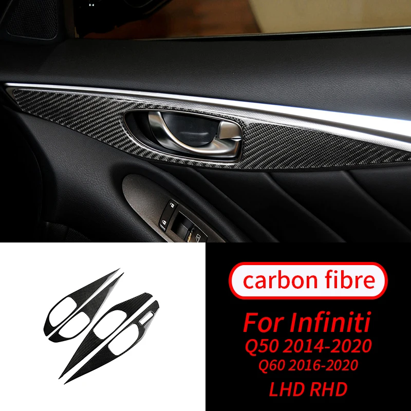 For Infiniti Q50 Q60 20132020 Real Carbon Fiber Inner Car Door Panel