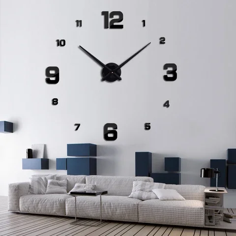 

Wall Sticker 3d clock large new home decor roman mirror fashion diy modern Quartz clocks living room watch