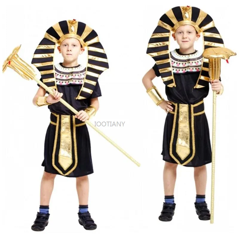 

M-XL Boys Kids The Pharaoh Of Egypt Cosplay Outfits Children Carnival Egyptian Traditional Costumes Carnival Masquerade Dress