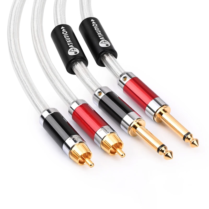 

Hifi Dual 6.35mm to Dual RCA Audio Cable for Mixing Console Amplifier 2RCA to 2*1/4" Jack Shielded Wire