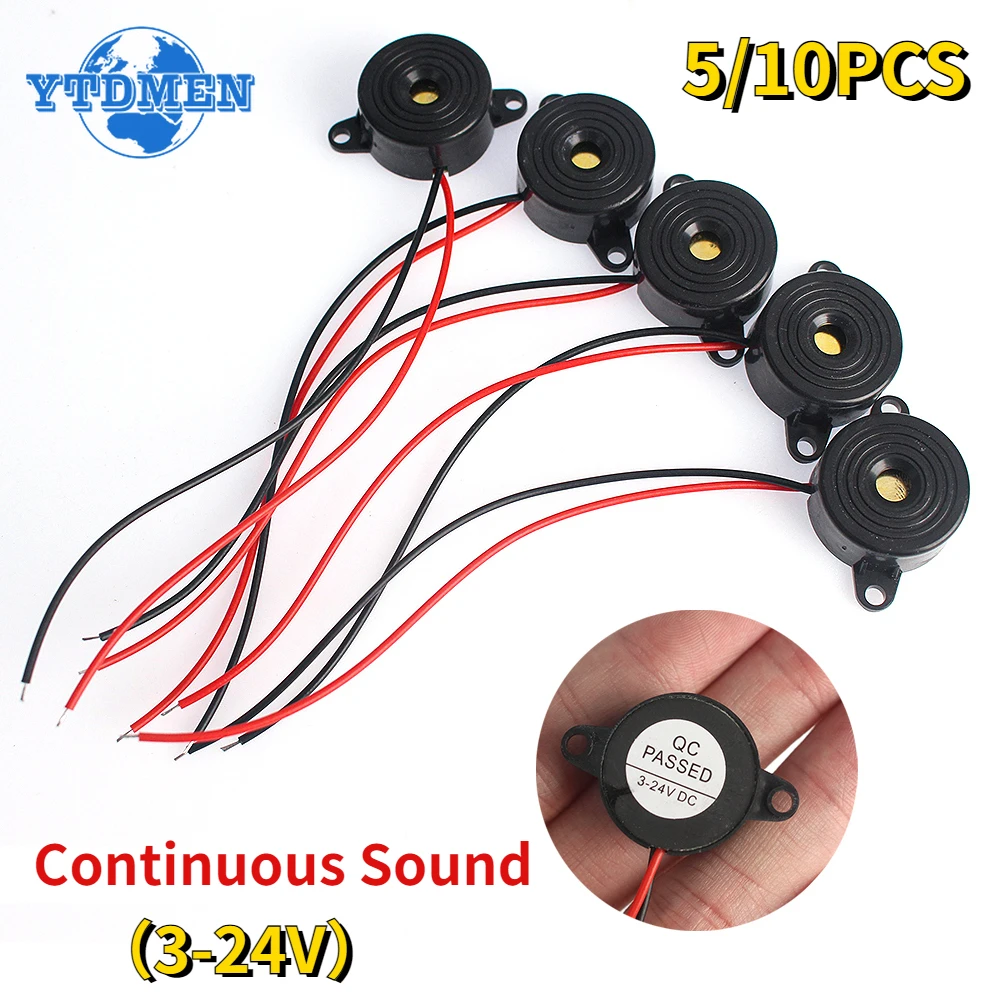 High Decibel Buzzer SFM-20B DC 3-24V Continuous Sound 5/10PCS Active Piezo Buzzers for Arduino Car piezo buzzer