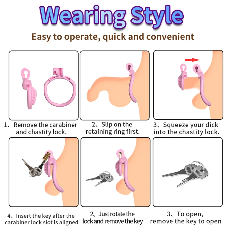 Penis chastity cage,chastity lock sex toy,chastity cage accessory Detachable Adjustable Snap Ring ABS Men's CB Cock Cage SM Plastic Urethral Lock