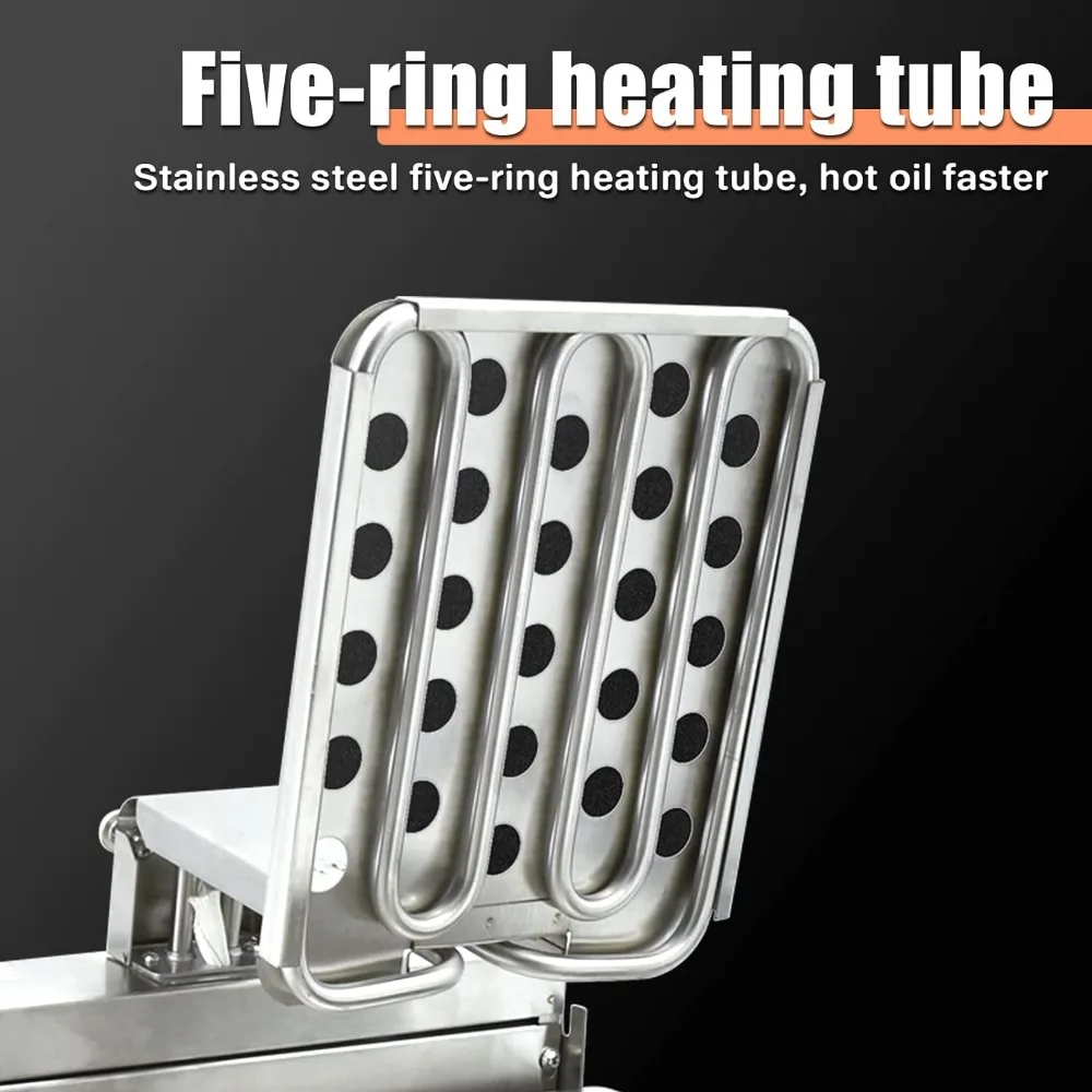 Commercial Electric Deep Fryer Countertop Stainless Steel Deep Fryer w/ Temperature Control Single Large Tank French Fries