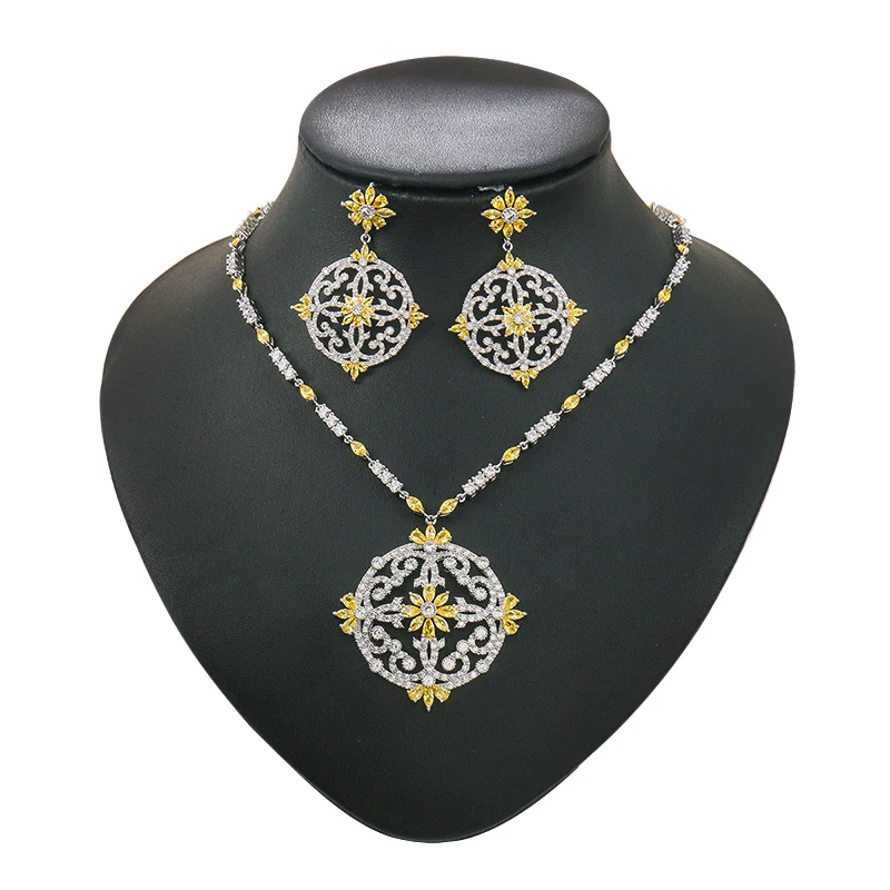 

WEIMANJINGDIAN брендовый арт-деко Роскошный CZ Кристалл ожерелье серьги свадебный комплект ювелирных изделий для невесты Вечерние Prom