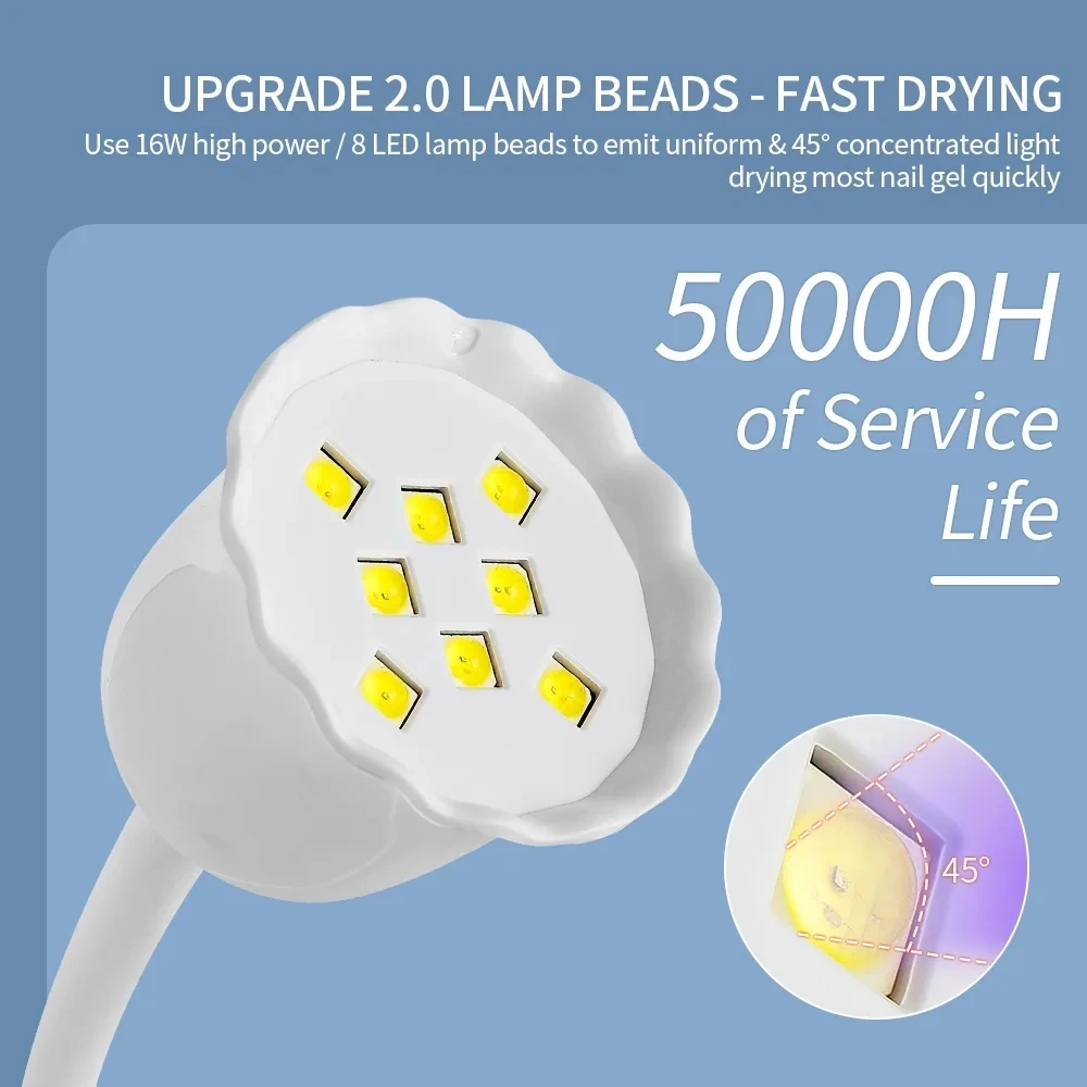 Charge Nail LED Lamp UV Fast Drying Nail Dryer False Nail Manicure Polish Glue Nail Lamp 360° Bendable Table Lamp 24W 3
