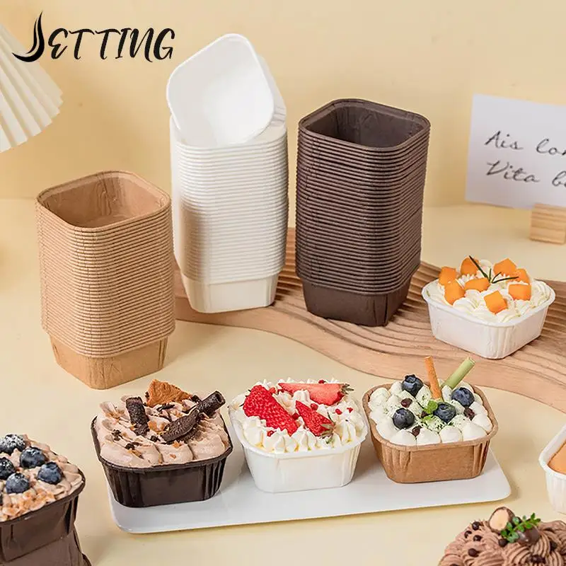 

50Pcs/Set Cake Mold Square Shape Bread Pan Cake Mold Muffin Cupcake Paper Cups Cupcake Liner Baking Muffin Cakecup
