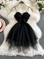 Foamlina white Princess Dress Women's Spring Autumn 2025 New Waist Tight Backless Black Mesh Splicing Tube Top Tutu Dress - Image 2