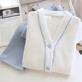 New Pregnant Women Nursing Pajamas Set Thickened Cotton Confinement Clothes Pijamas Winter Warm Breastfeeding Home Clothes Suit 1