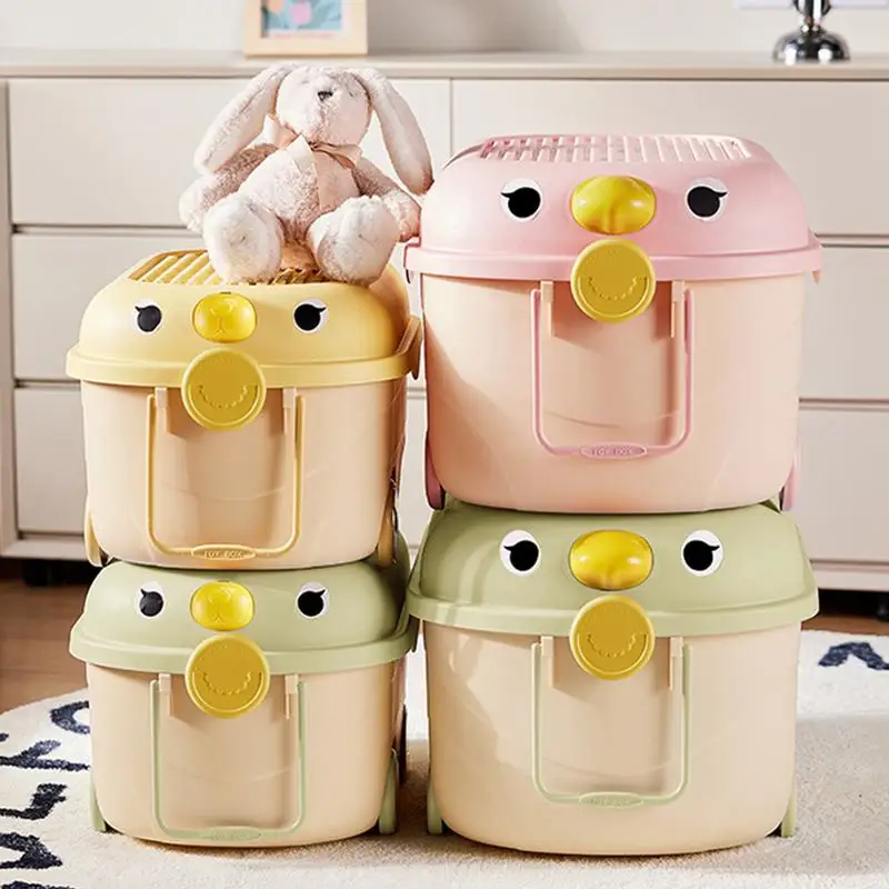 

Building Block Organizer Cute Building Block Organizing Box With 4 Wheels Kid-Friendly Toy Box Organization For Living Room