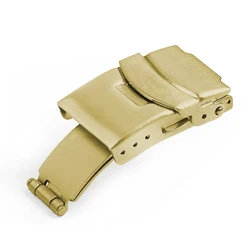 Premium Stainless Steel Double Press Folding Watch Clasp - Diving Style Replacement Buckle - 22mm (Gold)