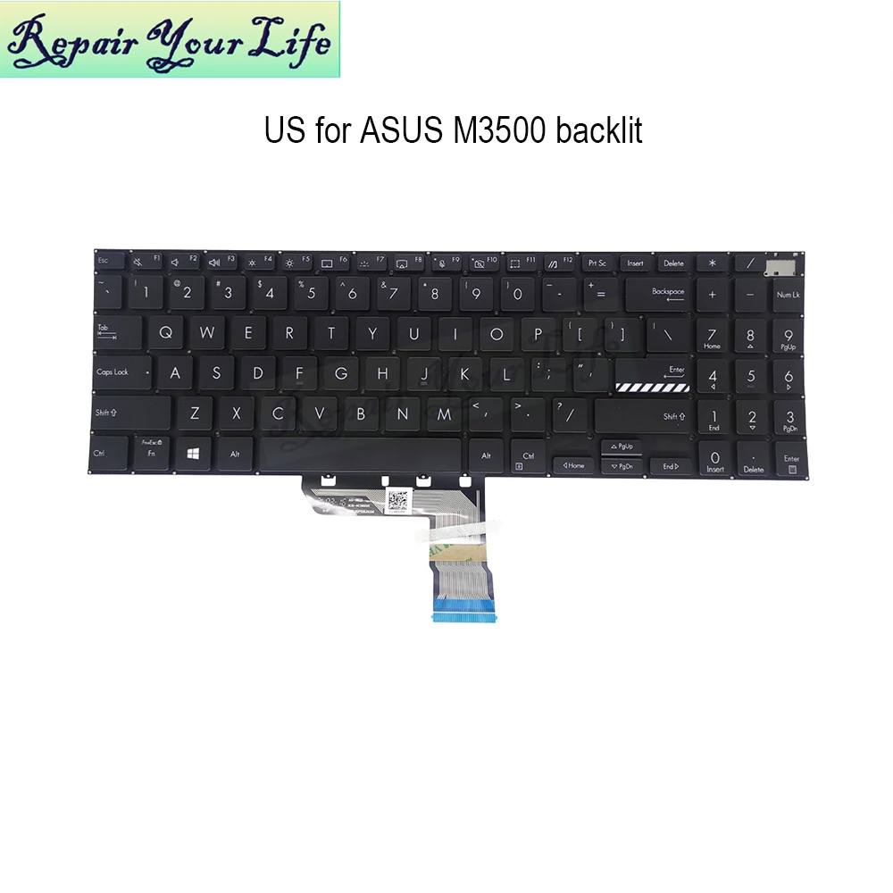 Teclado Retroiluminado para Asus Vivobook Pro M3500 M3500q M3500qc M3500qa Inglês Backlight Substituição Teclados 560vus00