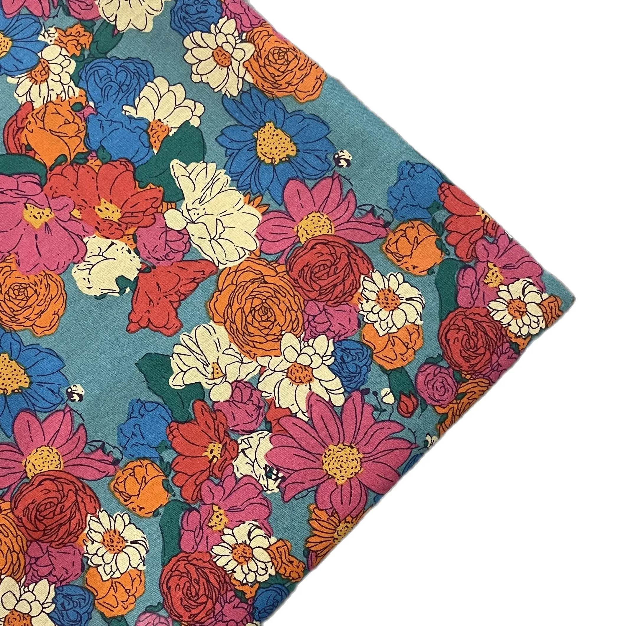Abstract Retro Flower Cotton Poplin 40S Tissun Liberty Fabric Kids Baby Sewing Cloth Dresses Skirt DIY Handmade Patchwork cotton fabric,cotton poplin fabric