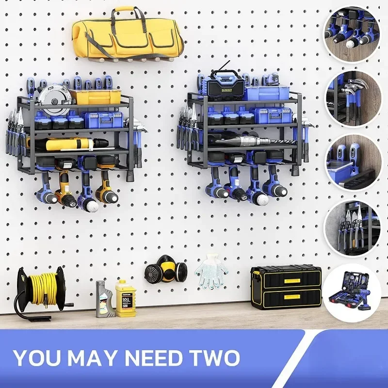 Tool Storage Rack Power Tool Rack Electric Drill Holder Wall Mount Organizer Tool Workshop Storage Shelf