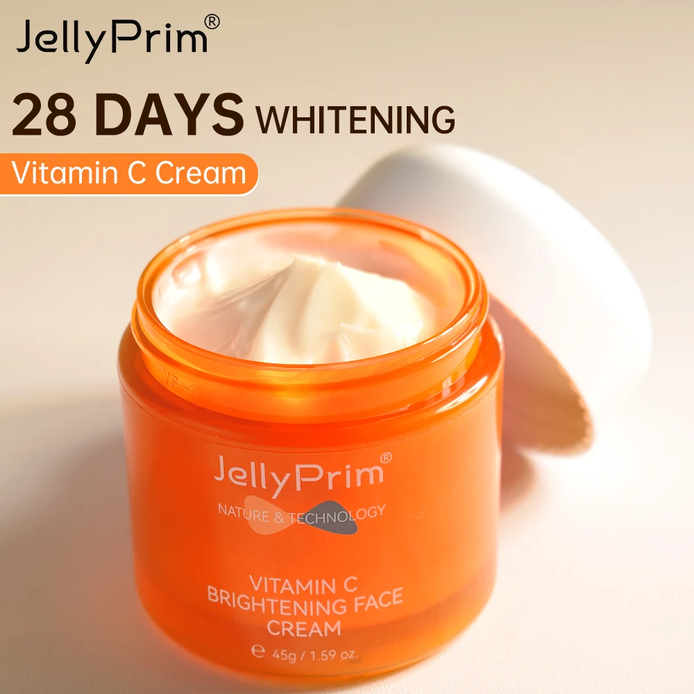 Jellyprim Vitamin C Face Cream Whitening Cream for Dark Skin Remove Spots Acne Marks Skincare Niacinamide Brightening Anit-Aging