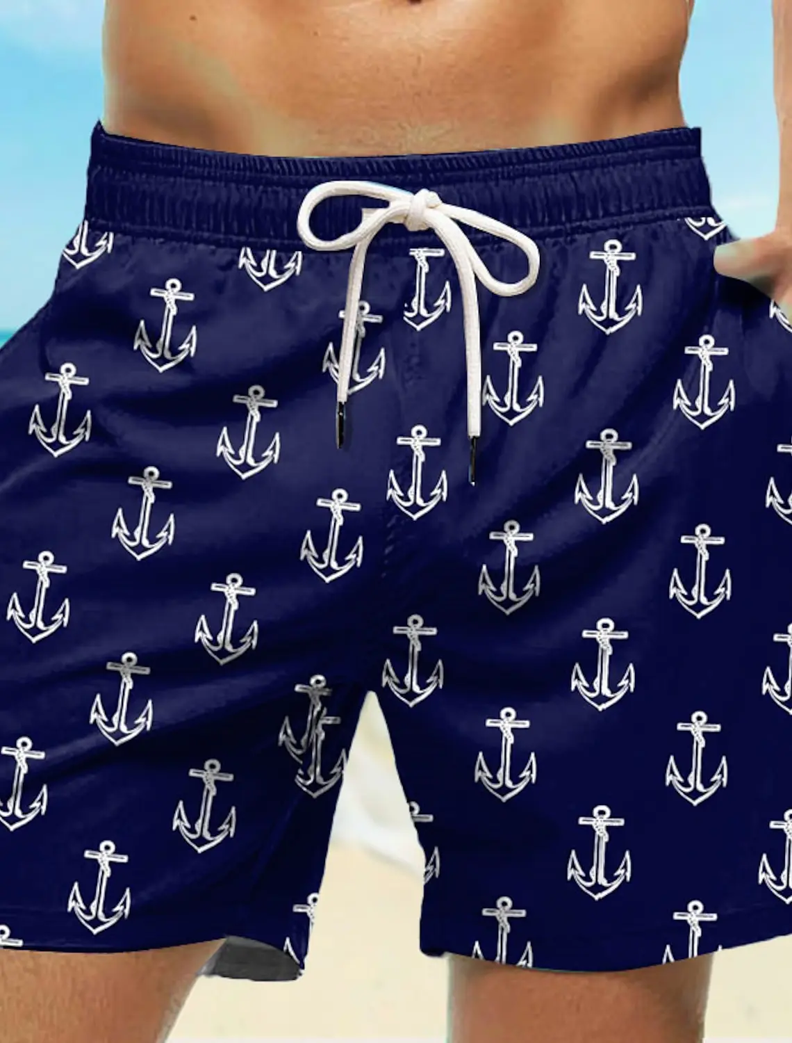 2024 New Men's Board Shorts Swim Trunks Waist Anchor Quick Dry Short Holiday Beach Hawaiian Casual Micro-elastic 3