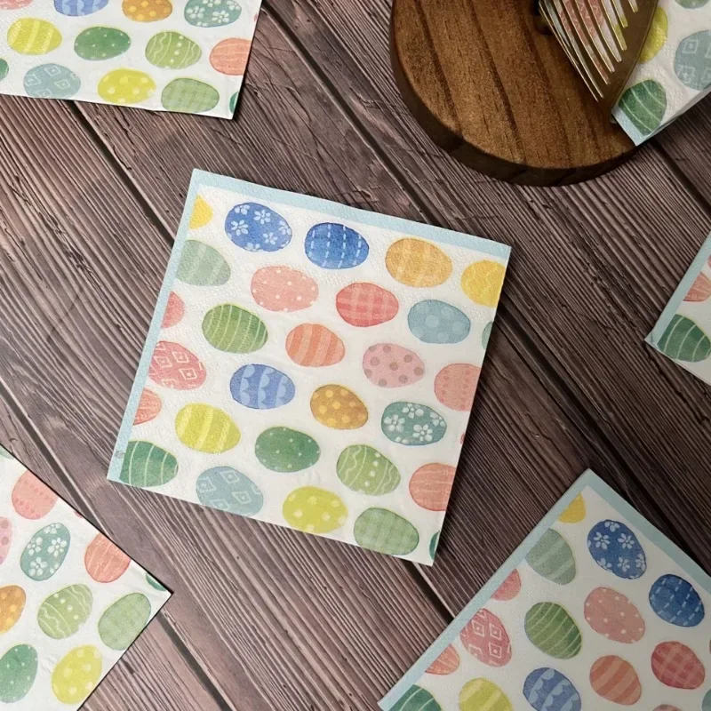 3-Ply Easter Party Colorful Egg Cartoon Printing Square Napkin 33*33cm 20pcs